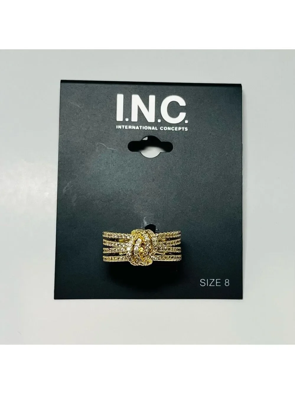 INC International Concepts Pave Knotted Multi-Row Band Ring Size 8